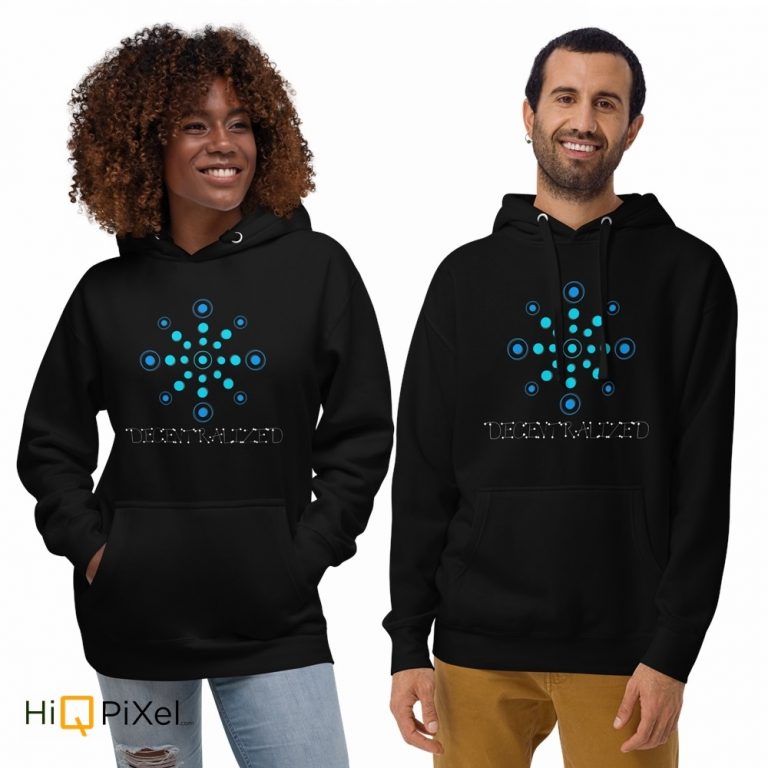 Decentralized V1 Unisex Hoodie with Q logo on the back