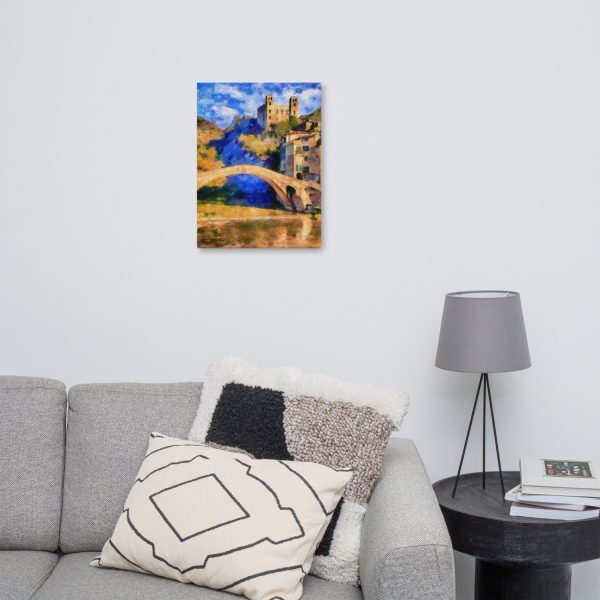 Bridge with the Doria Castle, Italy Art on Canvas | Wall Art #009